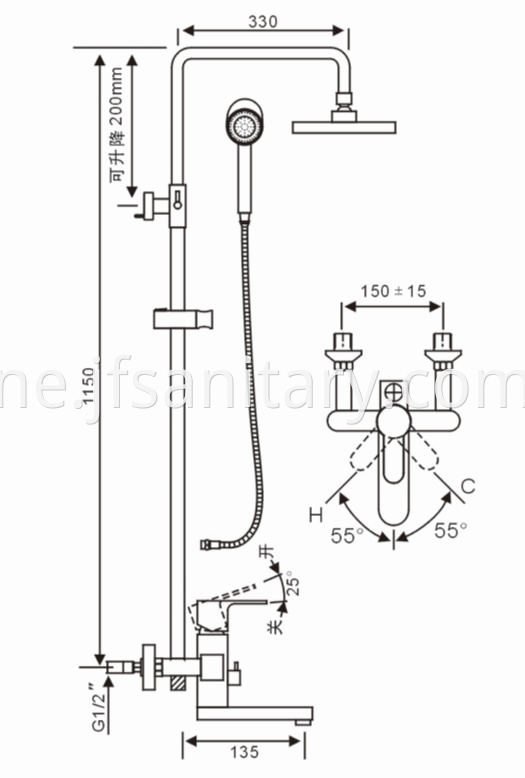 Single Handle Modern Brass Chromed Bathroom Shower Faucet